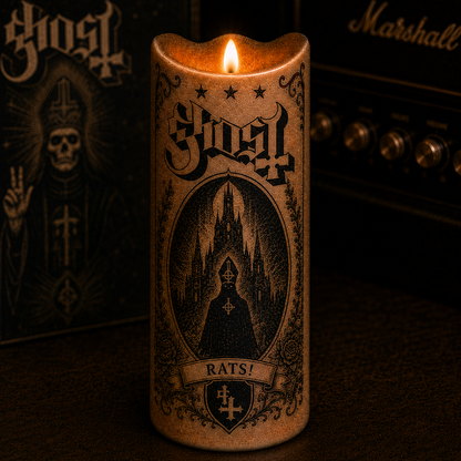 Ghost Flameless LED Candle, Impera Music Candle, Gothic Metal Fan Gift, Battery Operated LED Home Decor