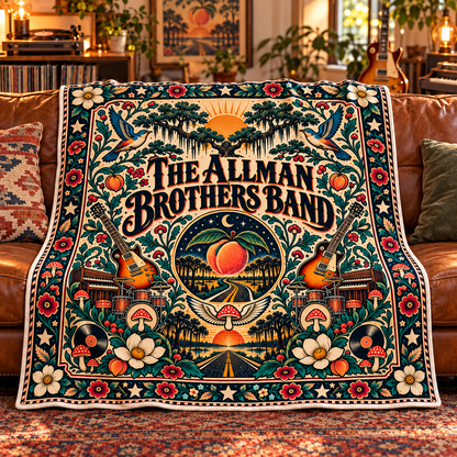 The Allman Brothers Band Vintage Sherpa Throw Blanket – Ultimate Jam Rock Fan Gift