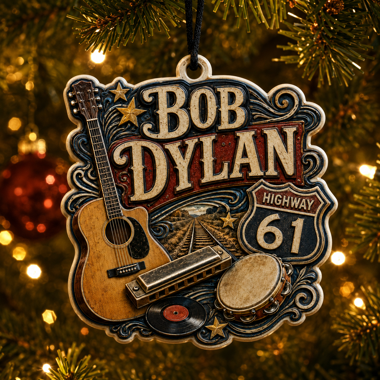 Bob Dylan High-Definition 3D Print Ornament – Americana Music Gift for Fans