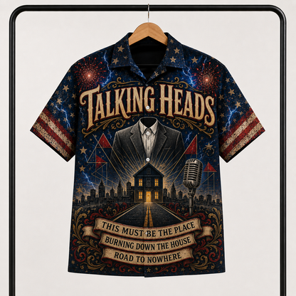 Talking Heads Hawaiian Shirt - New Wave Rock Band All Over Print AOP Button Up Shirt for Talking Heads Fans