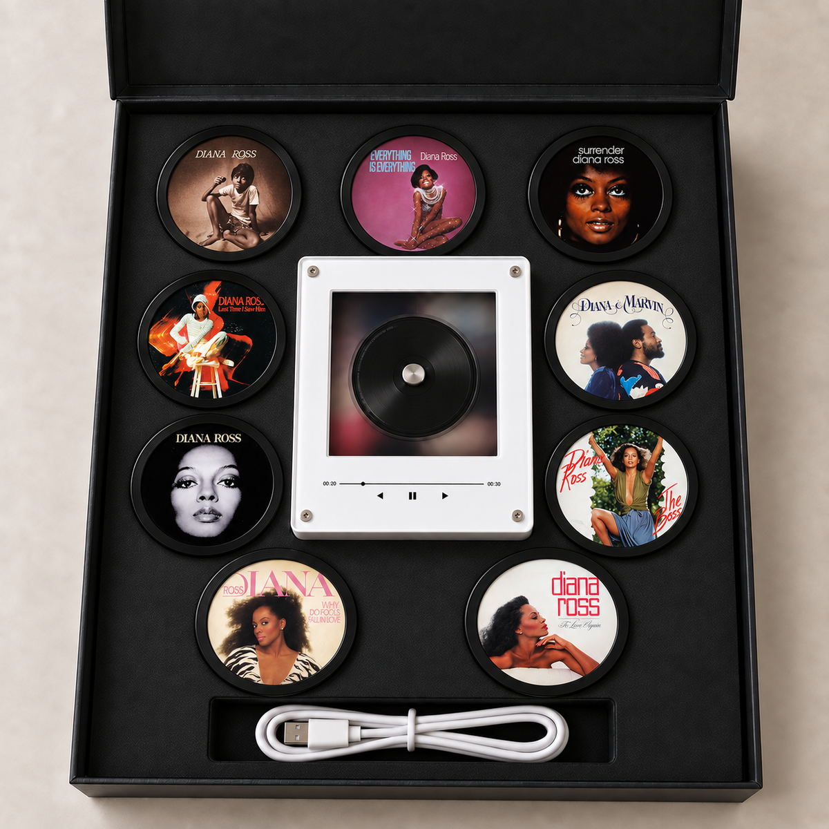 Diana Ross MagTune Mini Record Player Album Display | Soul & Disco Desk Decor, otown Diana Ross Merchandise Collectible
