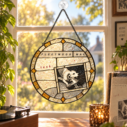 Fleetwood Mac Iconic Album Art Stained Glass Sun Catcher –70s Rock Window Hanging Gift for Fans