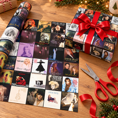 Stevie Nicks Album Cover Wrapping Paper Roll – Fleetwood Mac Inspired Music Gift Wrap, Vintage Rock Christmas Wrapping Paper for Fans