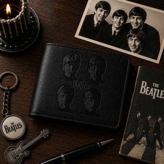 The Beatles Band Logo Portrait Wallet –  The Beatles Inspired Leather Wallet (With Box)