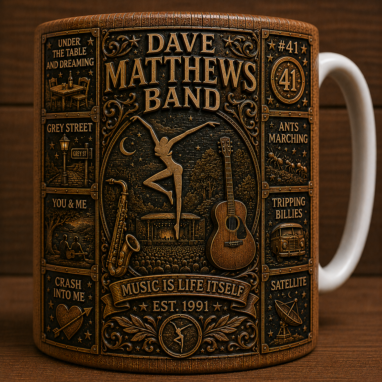 Dave Matthews Band Mug, Vintage Dave Matthews Band Coffee Mug, DMB Ceramic Cup, #41 Mug, Ants Marching Gift, Dave Matthews Fan Gift