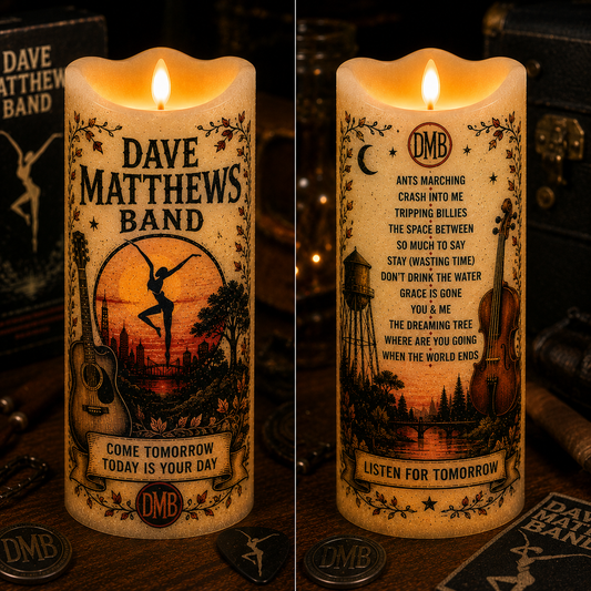 Dave Matthews Band LED Flameless Candle – Music Lover Decorative Candle with Warm Flickering Light