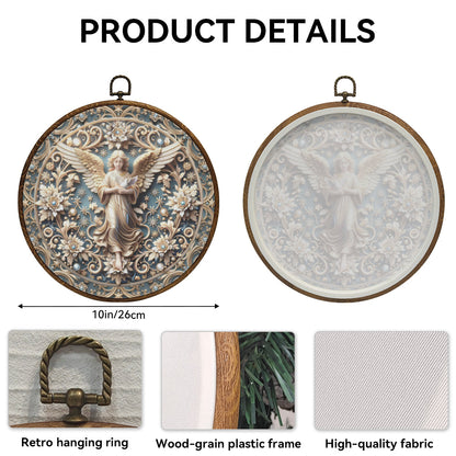 Heavenly Harmony Framed Round Wall Art – Paper Sculpture Style Angelic Décor