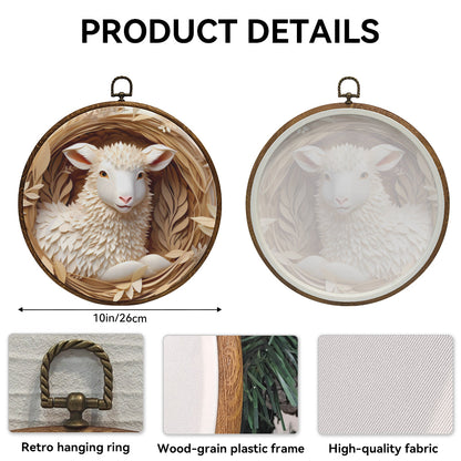 Lamb of Peace Framed Round Wall Art – Paper Sculpture Style Christian Home Décor