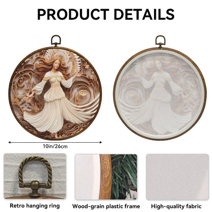 Angel of Grace Framed Round Wall Art – Paper Sculpture Style Spiritual Home Décor