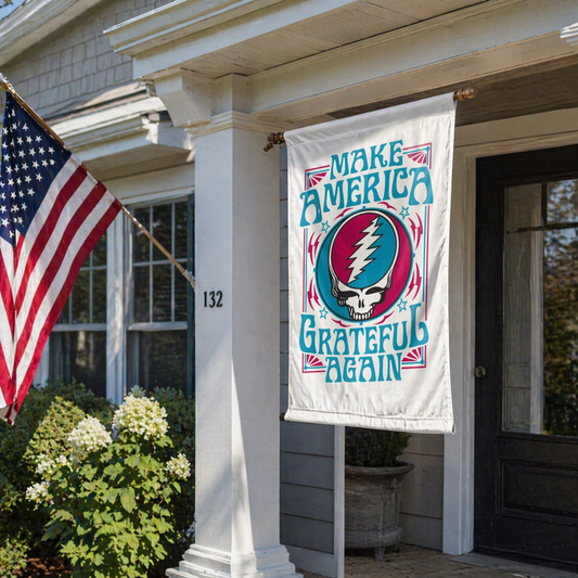 Vintage Grateful Skull Garden Flag – Retro Americana Music Style Decor