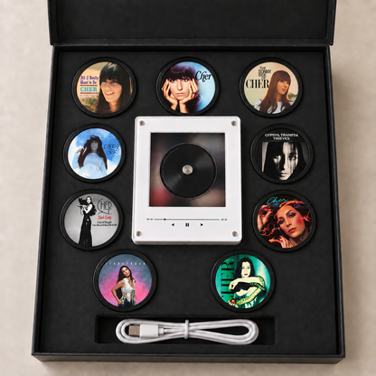 Cher MagTune Magnetic Music Player, Goddess of Pop Gift, Mini Vinyl Album Magnets, Cher Fan Gift