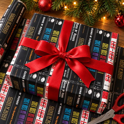 Guns N' Roses Cassette Spines Wrapping Paper - Hard Rock Band Vintage Audio Tape Gift Wrap
