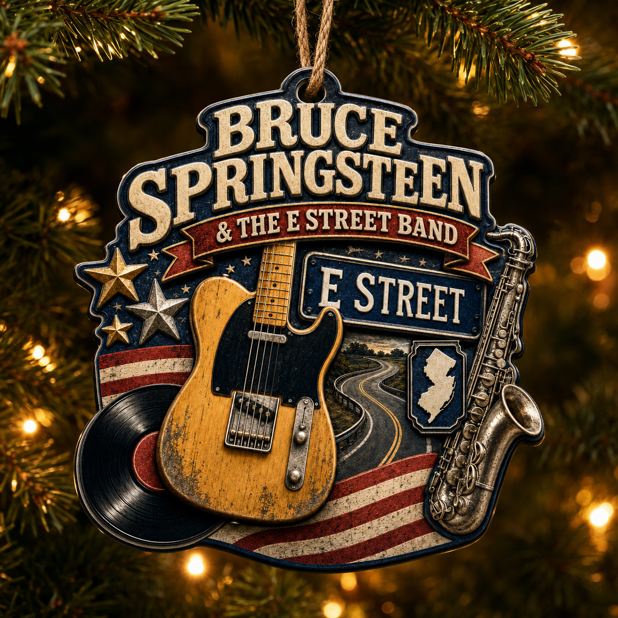 Bruce Springsteen 3D Raised-Effect Acrylic Ornament – E Street Americana Decoration