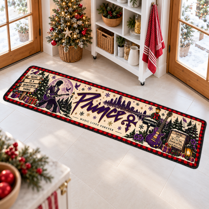 Prince Christmas Runner Rug, Purple Rain Holiday Kitchen Runner, Minneapolis Music Lover Christmas Decor, Prince Fan Gift