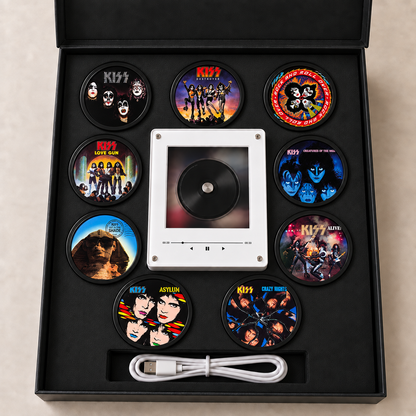KISS MagTune Mini CD Player Decor Set – Hard Rock Album Art Display, Heavy Metal & Rock Fan Gift