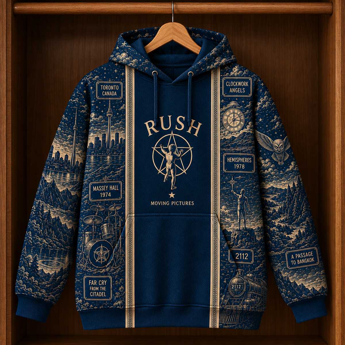 Rush Moving Pictures Hoodie – 2112 Clockwork Angels Progressive Rock Pullover, Toronto Music Fan Gift