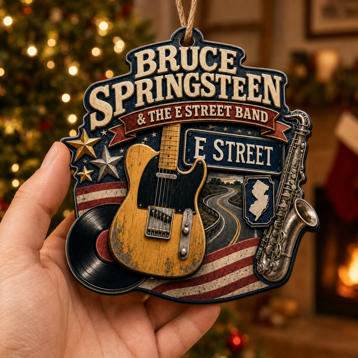 Bruce Springsteen 3D Raised-Effect Acrylic Ornament – E Street Americana Decoration