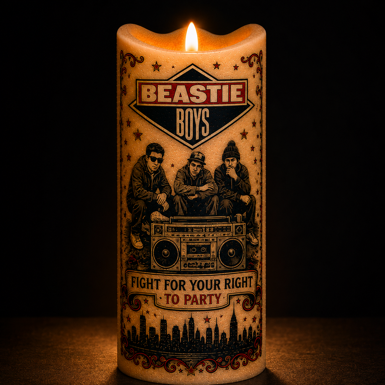 Beastie Boys Flameless LED Candle, Hip Hop Music Decor, Retro Rap Fan Gift, Battery Operated LED Candle