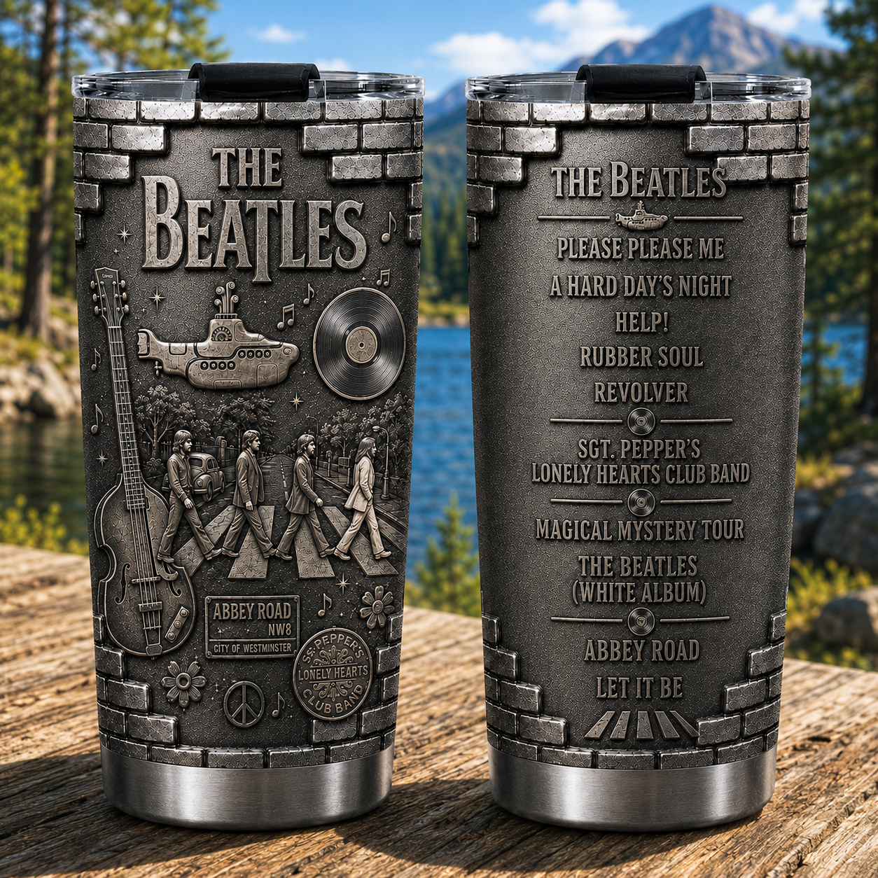 The Beatles Abbey Road Insulated Tumbler - 3D Embossed Yellow Submarine Travel Cup