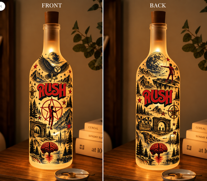 Rush Lighted Bottle Lamp, 2112 Starman Rock Decor, Progressive Rock Fan Gift, Rush LED Bottle Light, Music Room Decor
