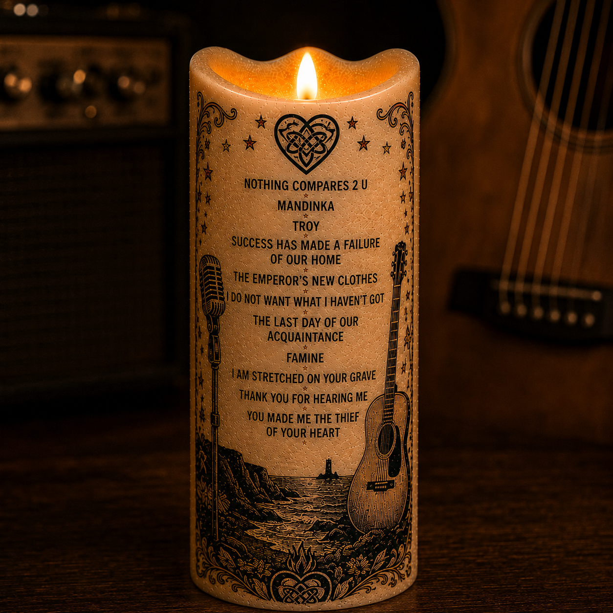 Sinéad O'Connor Nothing Compares 2 U Flameless LED Candle, Irish Music Inspired LED Candle, Battery Operated Candle, Music Lover Gift, Sinéad O'Connor Home Decor