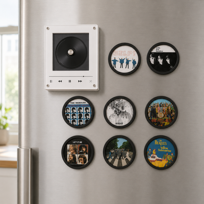 The Beatles MagTunes Magnet Music Play Beatles Album Fridge Magnets, Retro Music Gift for Beatles Fans, Magnetic Record Player Set
