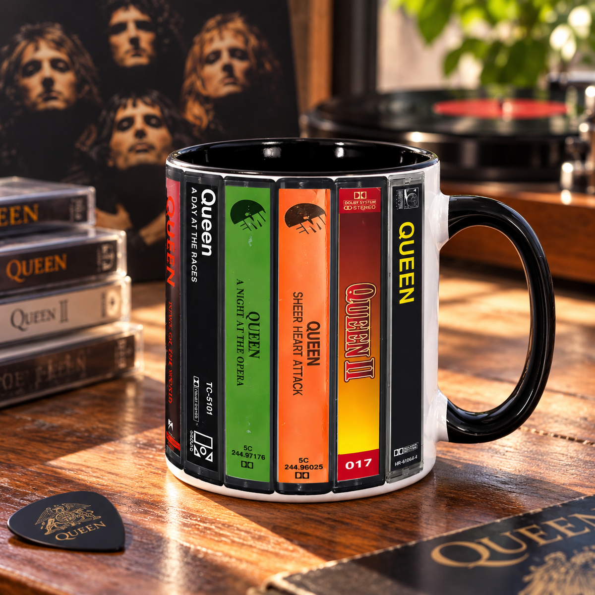 Queen Cassette Tape Mug, Freddie Mercury Classic Rock Coffee Cup, Retro 70s 80s Music Mug, Queen Fan Gift