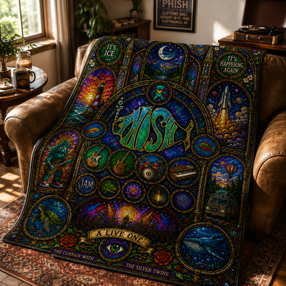 Phish Band Sherpa Blanket – A Live One Stained Glass Throw Blanket