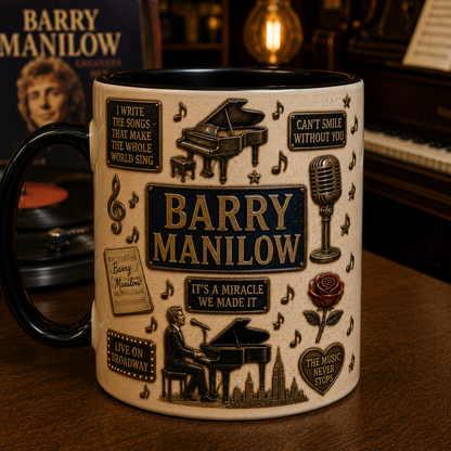 Barry Manilow Mug – Can’t Smile Without You Coffee Cup, Music Lover Gift for Barry Manilow Fans