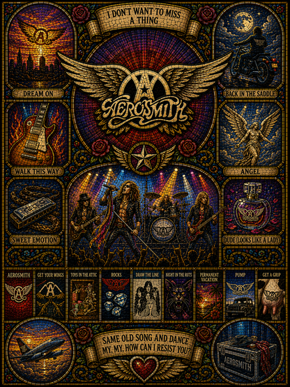 Aerosmith Stained Glass Sherpa Blanket – Classic Rock Music Fan Fleece Throw Blanket