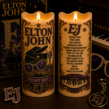 Elton John LED Flameless Candle – Punk Rock Music Decorative Candle with Warm Flickering Light