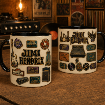Jimi Hendrix Ceramic Mug – Purple Haze Woodstock Vintage Ceramic Coffee Cup