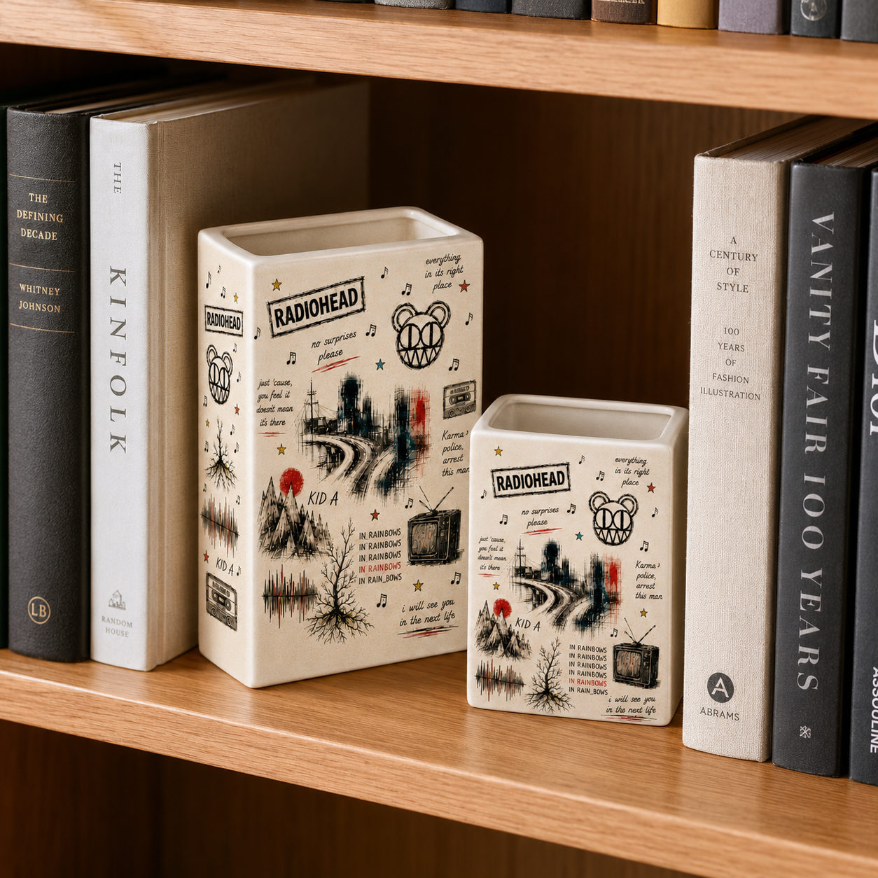 Radiohead Book Vase, Radiohead Book Shaped Vase, Ceramic Flower Vase, Alternative Rock Bookshelf Decor, Music Lover Gift, Radiohead Fan Gift