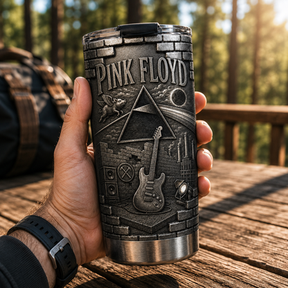 Pink Floyd Dark Side of the Moon Insulated Tumbler - 3D Embossed Prism Travel Cup