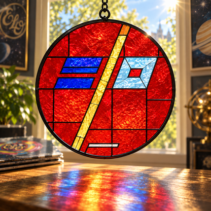Electric Light Orchestra Suncatcher Set, 12 Stained Glass Album Window Hangings, ELO Classic Rock Music Gift