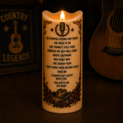 George Jones Flameless LED Candle, The Possum Country Music Candle, Classic Country Fan Gift, LED Home Decor