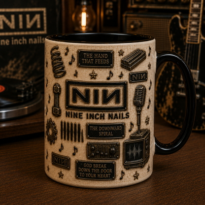 Nine Inch Nails Mug – NIN Ceramic Coffee Mug, The Downward Spiral Industrial Rock Gift for Music Fans