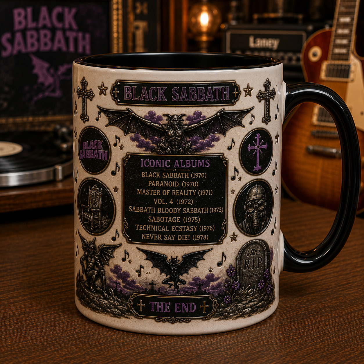 Black Sabbath Memorial Mug – Ozzy Osbourne Tribute Coffee Cup, Gothic Heavy Metal Gift for Rock Music Fans