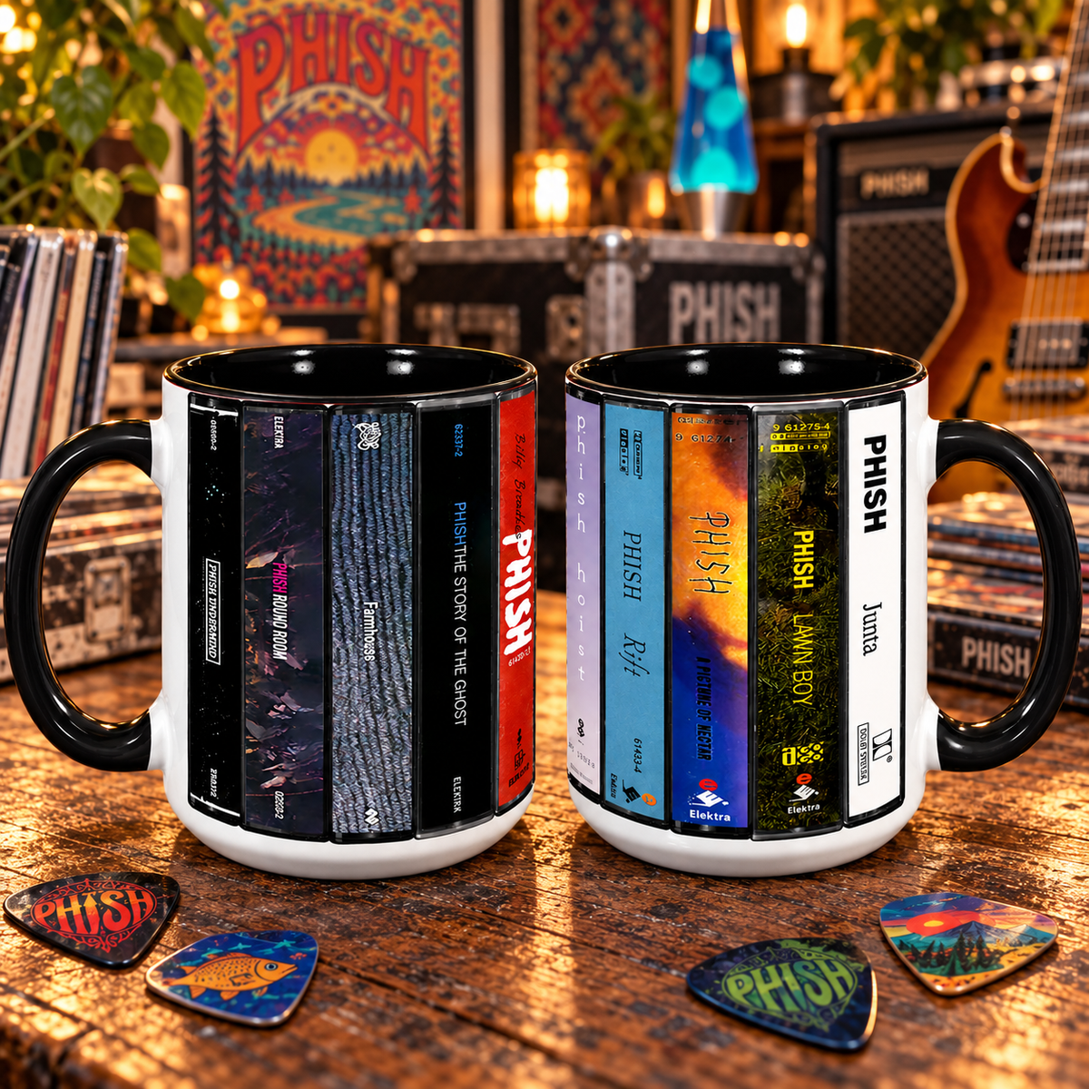 Phish Mug, Retro Cassette Tape Coffee Cup, Phish Album Collection Mug, Jam Band Music Lover Gift