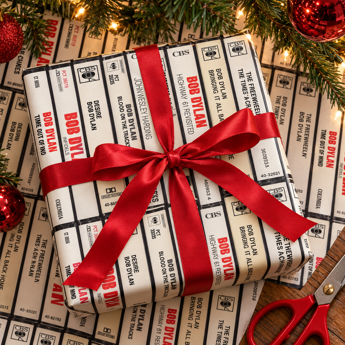 Bob Dylan Cassette Spines Wrapping Paper - Vintage Audio Tape Folk Rock Gift Wrap