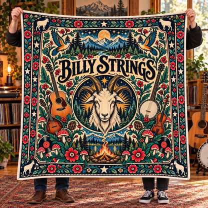 Billy Strings Psychedelic Sherpa, Bluegrass Folk Art Home Decor, Jamgrass Fan Gift