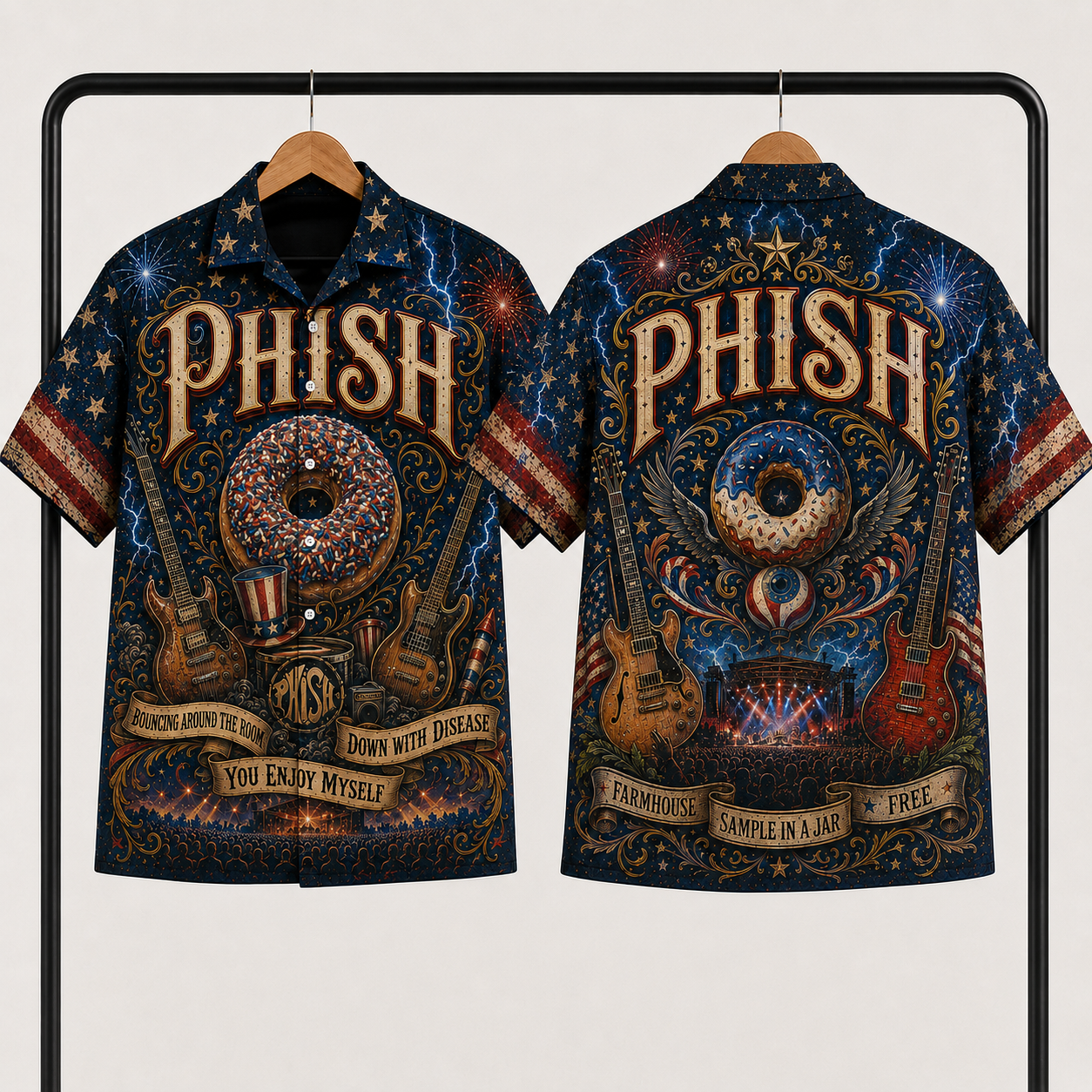 Phish Hawaiian Shirt - Jam Band All Over Print AOP Button Up Shirt for Phish Fans