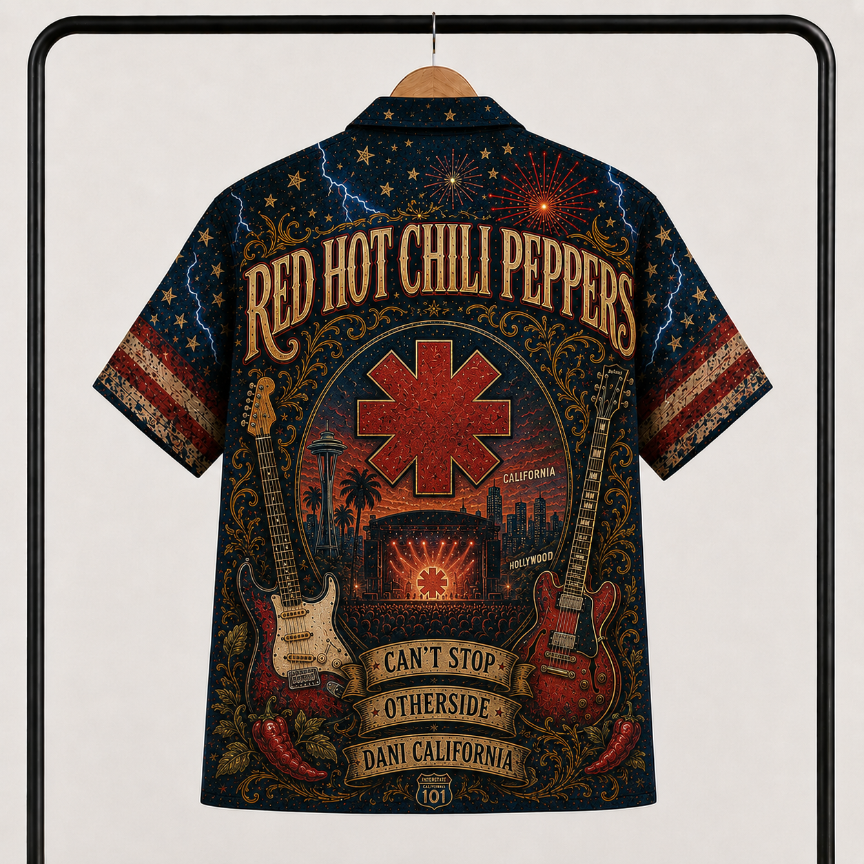 Red Hot Chili Peppers Hawaiian Shirt - California Rock Band All Over Print AOP Button Up Shirt for RHCP Fans