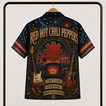 Red Hot Chili Peppers Hawaiian Shirt - California Rock Band All Over Print AOP Button Up Shirt for RHCP Fans