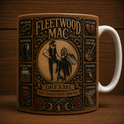 Fleetwood Mac Mug, Vintage Fleetwood Mac Coffee Mug, Dreams Ceramic Mug, Rhiannon Gift, Songbird Cup, Fleetwood Mac Fan Gift