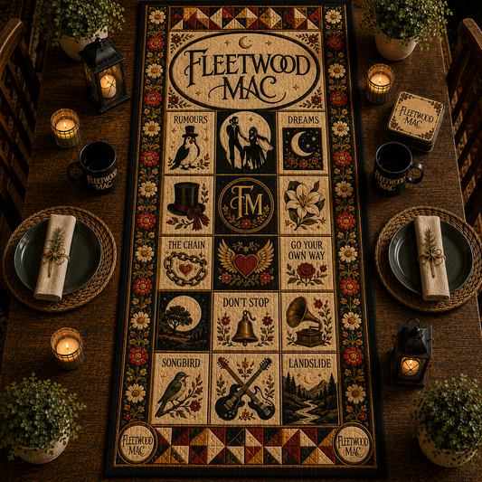 Fleetwood Mac Table Runner – Quilted Classic Rock Music Table Decor for Fleetwood Mac Fans
