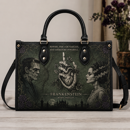 Frankenstein Gothic Leather Handbag, Tote Bag and Wallet Set, The Modern Prometheus Literary Horror Book Lover Handbag (Copy)