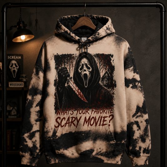 Ghostface Halloween Hoodie – What's Your Favorite Scary Movie? Horror All Over Print Hoodie, Slasher Halloween Sweatshirt, Gothic Gift
