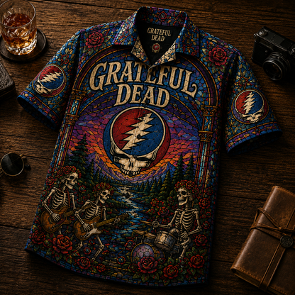 Grateful Dead Hawaiian Shirt – Vintage Psychedelic Rock Band Button-Up Shirt