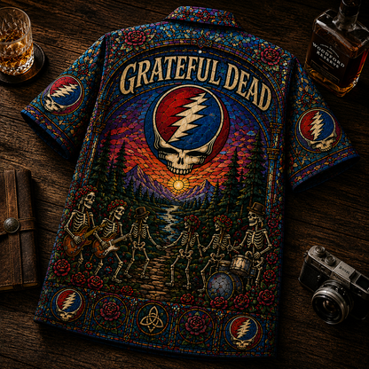 Grateful Dead Hawaiian Shirt – Vintage Psychedelic Rock Band Button-Up Shirt